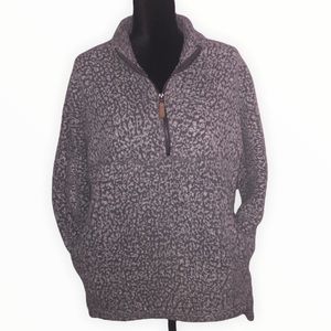 Time and Tru Sherpa Pullover Sweatshirt with quarter zip gray medium
